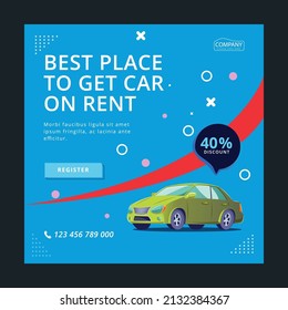 Flat design social media post for landing page design template