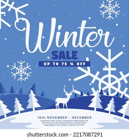 flat design social media winter sale background