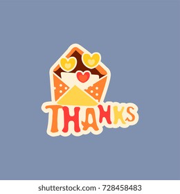 Flat design social network sticker thanks