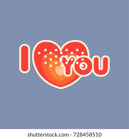 Flat design social network sticker I love you