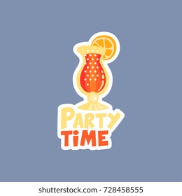 Flat design social network sticker with coctail, party time