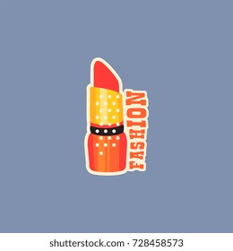 Flat design social network sticker fashion with lipstick