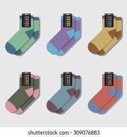 Flat Design Socks Set Vector Illustration