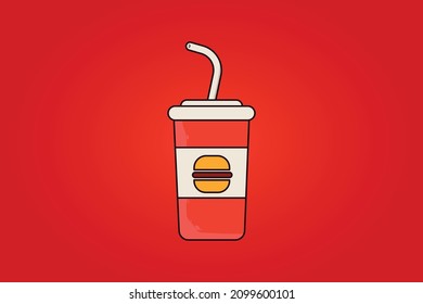 flat design soda drink with your burger logo can promote and change the color
