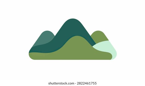 Flat design of soft green mountain peaks for environment concepts.