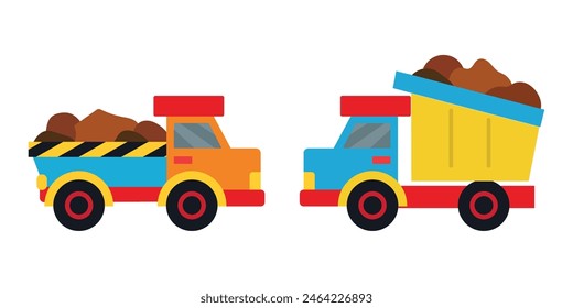 flat design soil transportation truck vector illustration