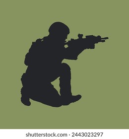 Flat design soldier silhouette illustration