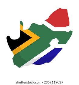 Flat design South African flag map icon. Vector.