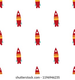 Flat design space elements seamless pattern. Space background. Space doodle illustration. Vector illustration. Seamless pattern with cartoon space rockets. For kids textile, web design