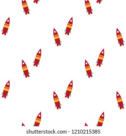 Flat design space elements seamless pattern. Space background. Space doodle illustration. Vector illustration. Seamless pattern with cartoon space rockets. For kids textile, web design
