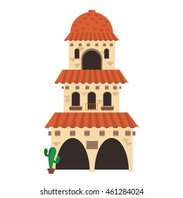 Flat Design Spanish Colonial Architecture Icon Vector Illustration