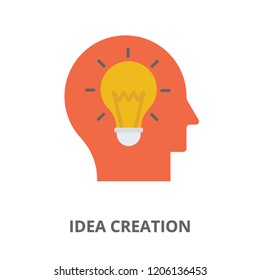 
Flat design of sparkling bulb in human head showing creative mind concept
