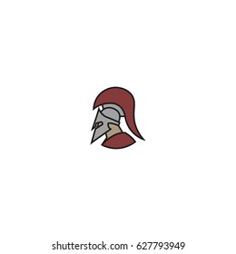 Flat Design Spartan Warrior Logo. Isolated on White Background.