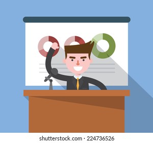 flat design, speak business man concept illustration
