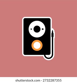 Flat Design Speaker Icon with Audio Cable