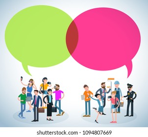 Flat design speech bubble  vector people communicating different characters.