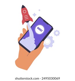 Flat design of speed up smartphone performance. Illustration for websites, landing pages, mobile apps, posters and banners. Trendy flat vector illustration