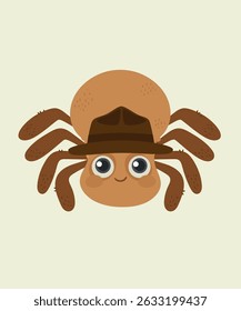 Flat Design Spider Wearing Hat