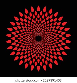 Flat design spiral circle background Circle with polka dot pattern Round shape with white points on black background Concentric figure