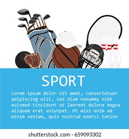 Flat design sport concept. Sports equipment background. - Shutterstock ID 659093302