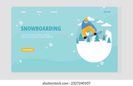 
Flat design sport snowboarding template