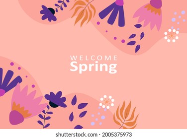 Flat design spring background. Vector illustration