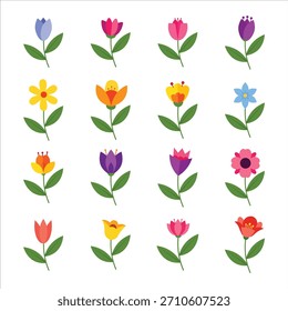 Colección plana de la flor de la primavera del diseño, paquete hermoso de la flor