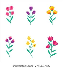 Colección plana de la flor de la primavera del diseño, paquete hermoso de la flor