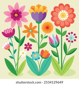 Flat design spring flower pack