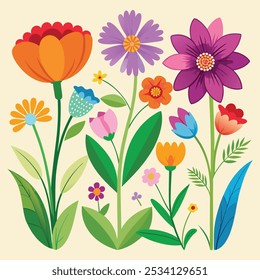 Flat design spring flower pack