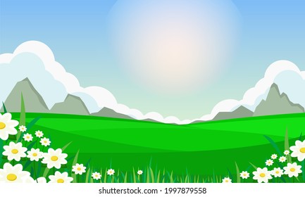 Flat design spring landscape and backgroud.