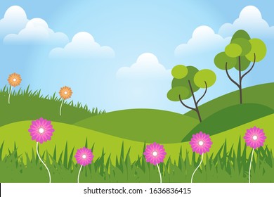 Flat design spring landscape theme. - Vector.