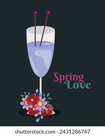 Ilustración de amor de primavera de diseño plano con flores	
