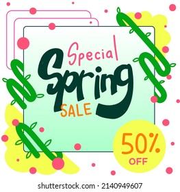 flat design spring sale.spring special offer. spring social media offer sale. spring offer sale design