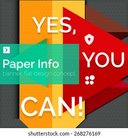 Flat design square banner with slogan. Geometric abstract elements with text