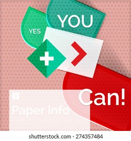 Flat design square banner with slogan. Geometric abstract elements with text