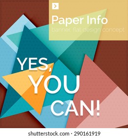 Banner cuadrado de diseño plano con eslogan. Elementos abstractos geométricos con texto