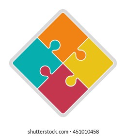 flat design square in for puzzle pieces icon vector illustration