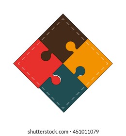 flat design square in for puzzle pieces icon vector illustration