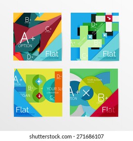 Flat design square shape infographic banner with sample option text