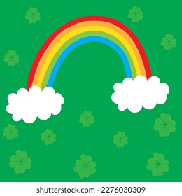 Flat design st. patrick's day with clover and rainbow