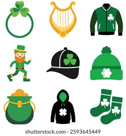 Flat design of  st patrick's day icons