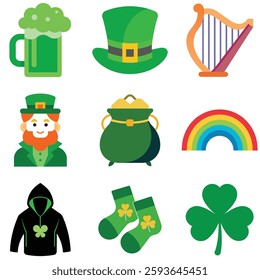 Flat design of  st patrick's day icons