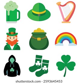 Flat design of  st patrick's day icons