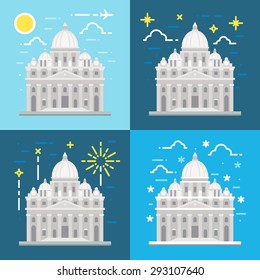 Flat design of St. Peter's Basilica Rome Italy illustration vector