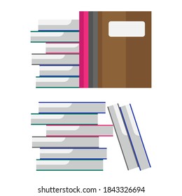 Flat design of stack of colored books