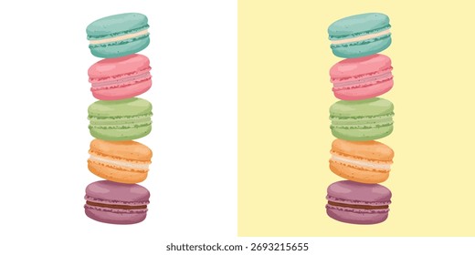 Flat Design Stack of Multicolored Macarons