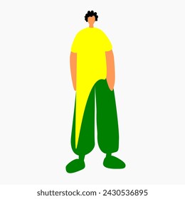 flat design of standing man in casual clothes