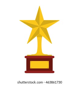 flat design star trophy icon vector illustration
