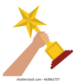flat design star trophy icon vector illustration